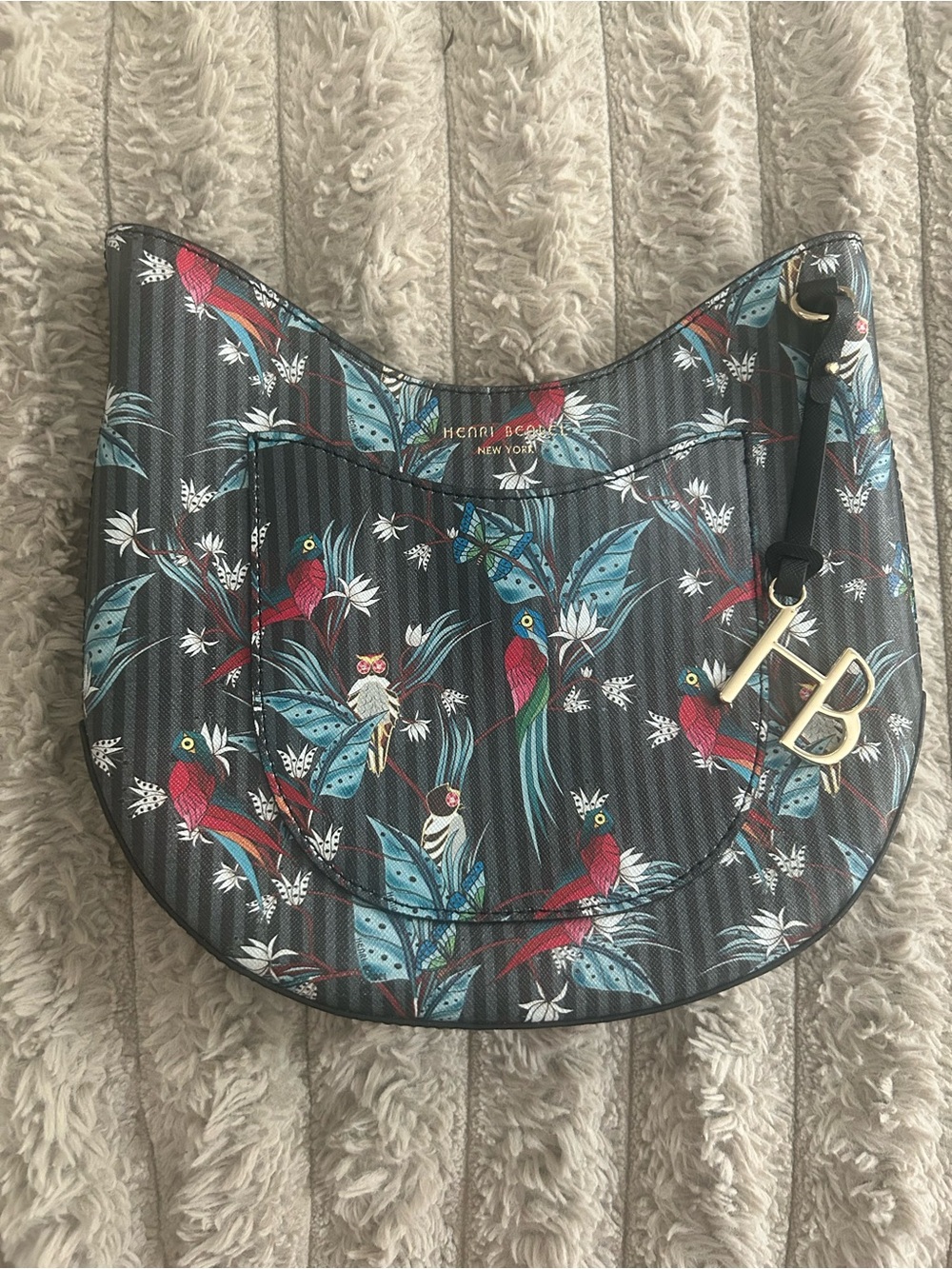 Henri Bendel Bird Butterfly Print Hobo Bag HB Charm – Missing Strap